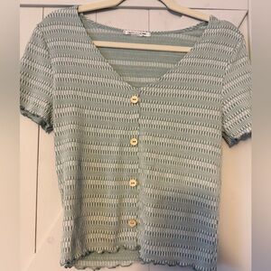 Green Button Knit Top